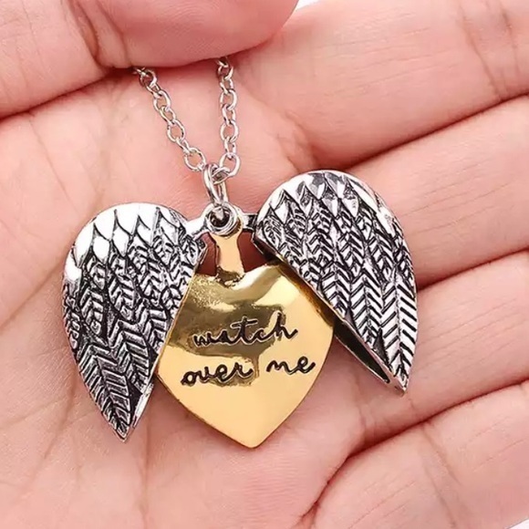 Open Angel Wings Heart Necklace